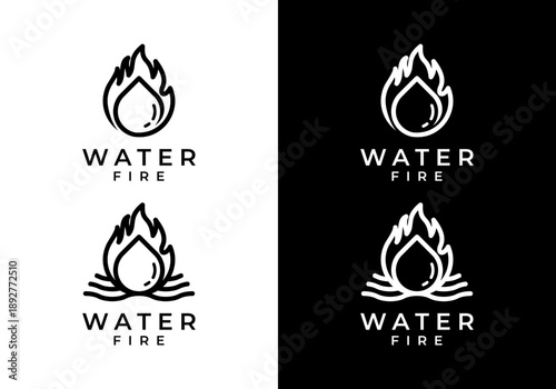 Vector design of logo icon symbol of natural elements of water and fire.