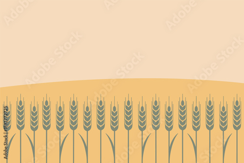 Stylized Wheat Field Landscape, rural illustration concept