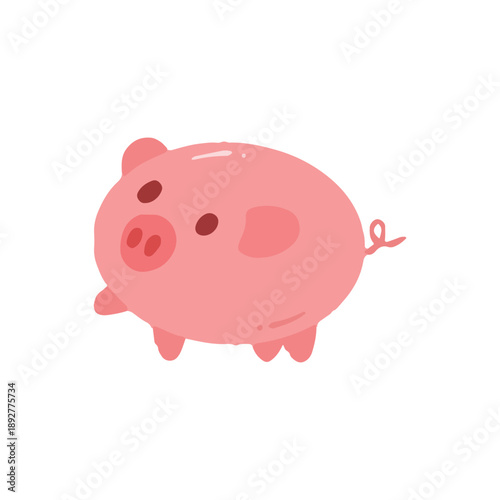 Cute Pink Piggy Bank Side View