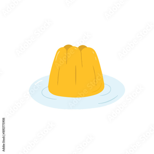 Delicious Orange Gelatin Dessert Pudding on a Plate Illustration