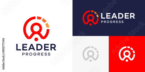 Creative recruitment process logo design. Abstract people shapes graphic vector with progress circle design symbol, icon, creative