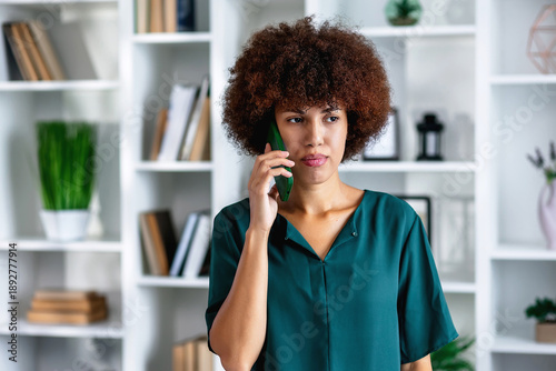 mad businesswoman talking on phone. stressed office worker arguing with client by mobile solving online business problem with technical customer support