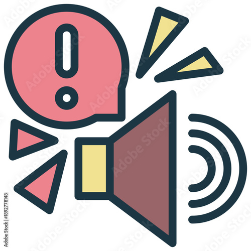 loud sound media alert exclamation notification filled outline icon