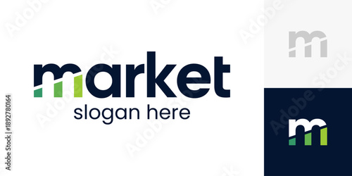 Creative Market logo design wordmark. Financial investment charts, accounting and marketing logo design graphic vector. Symbol, icon, creative