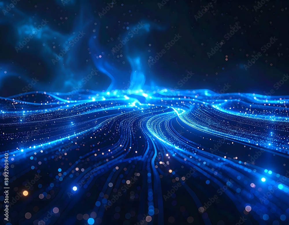 Fototapeta premium Abstract digital data streams flowing in an intricate network