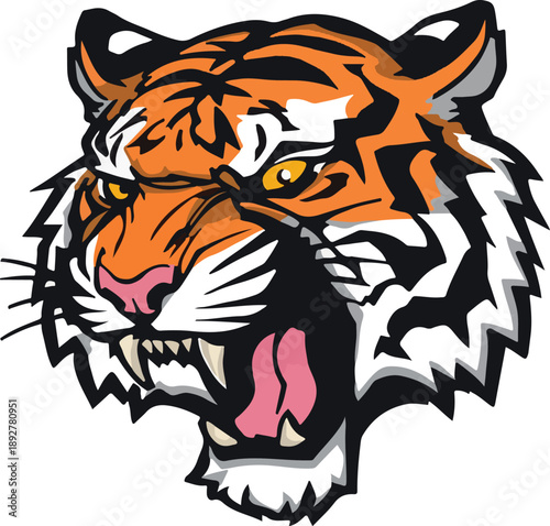 Premium tiger head mascot vector symbol for luxury brand clothing labels