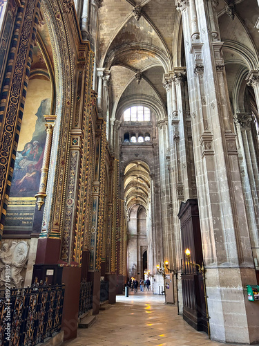 Interior decoration of the Church of St. Eustache in the Renaissance and Classical style, the 1st arrondissement. It is the second largest church in the city, just behind Notre-Dame.