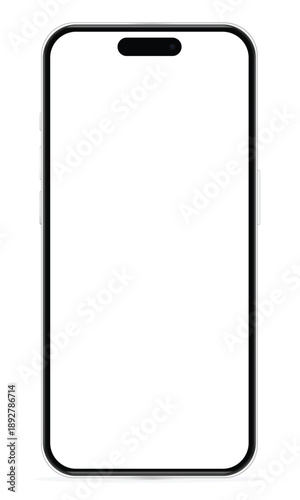 Realistic smartphone mockup. Mobile phone vector with isolated on white background. Device front view. 3D mobile phone with shadow