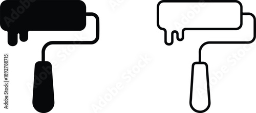 Paint roller icons for painting projects and home improvement tasks