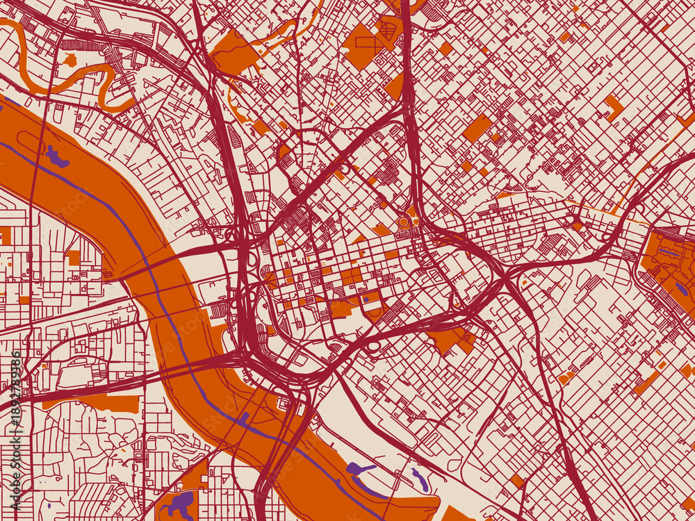 Obraz premium Dallas Center, Texas – city map