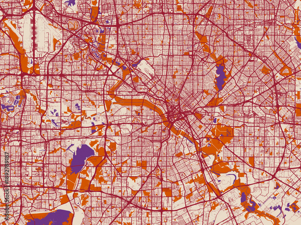 Fototapeta premium Dallas – street map, Texas