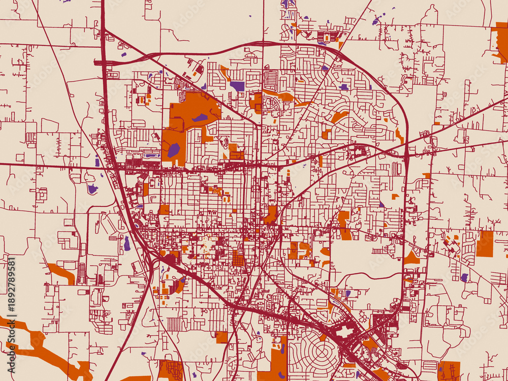 Obraz premium Denton street network map — Texas