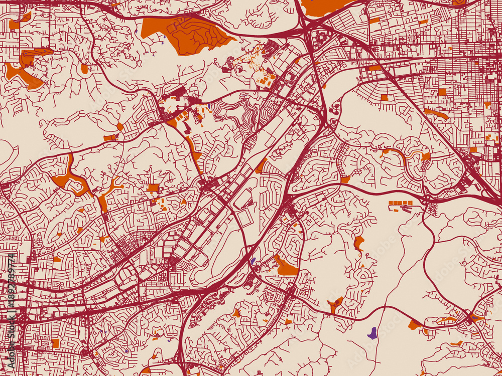 Obraz premium Street network map of Diamond Bar, California