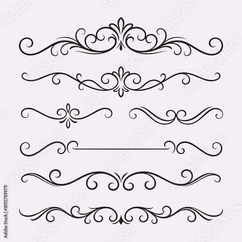 Elegant Baroque Scroll Border Line Art