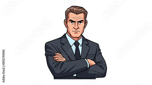 Confident businessman arms crossed professional male portrait.