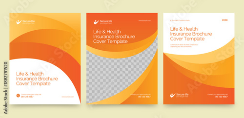 Brochure Cover Templates Set in Medical, Life & Health Insurance Theme for Corporate Report Covers