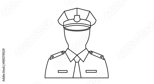 Line drawing of a police officer's head and shoulders in uniform