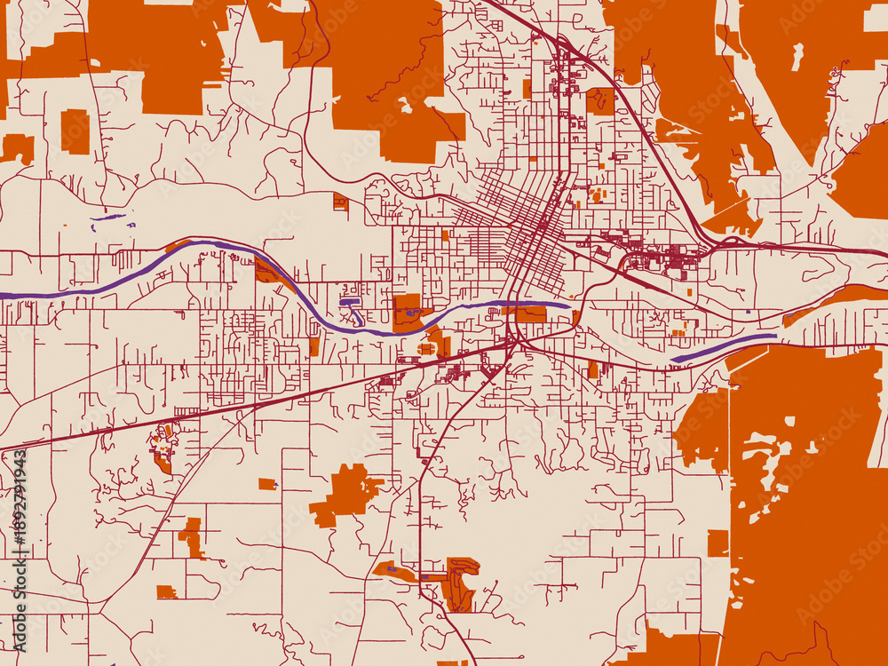 Fototapeta premium Street network map — Grants pass, Oregon
