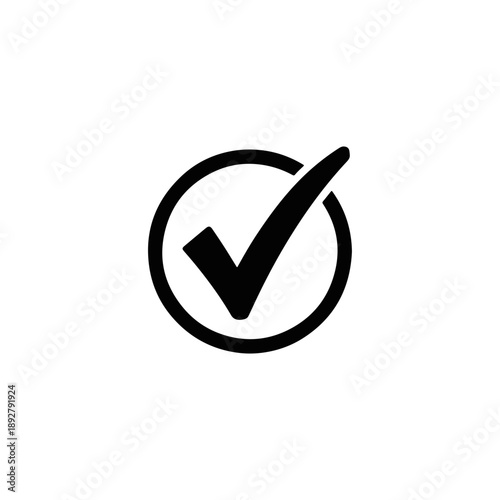 Simple checkmark icon in circle for approval and confirmation