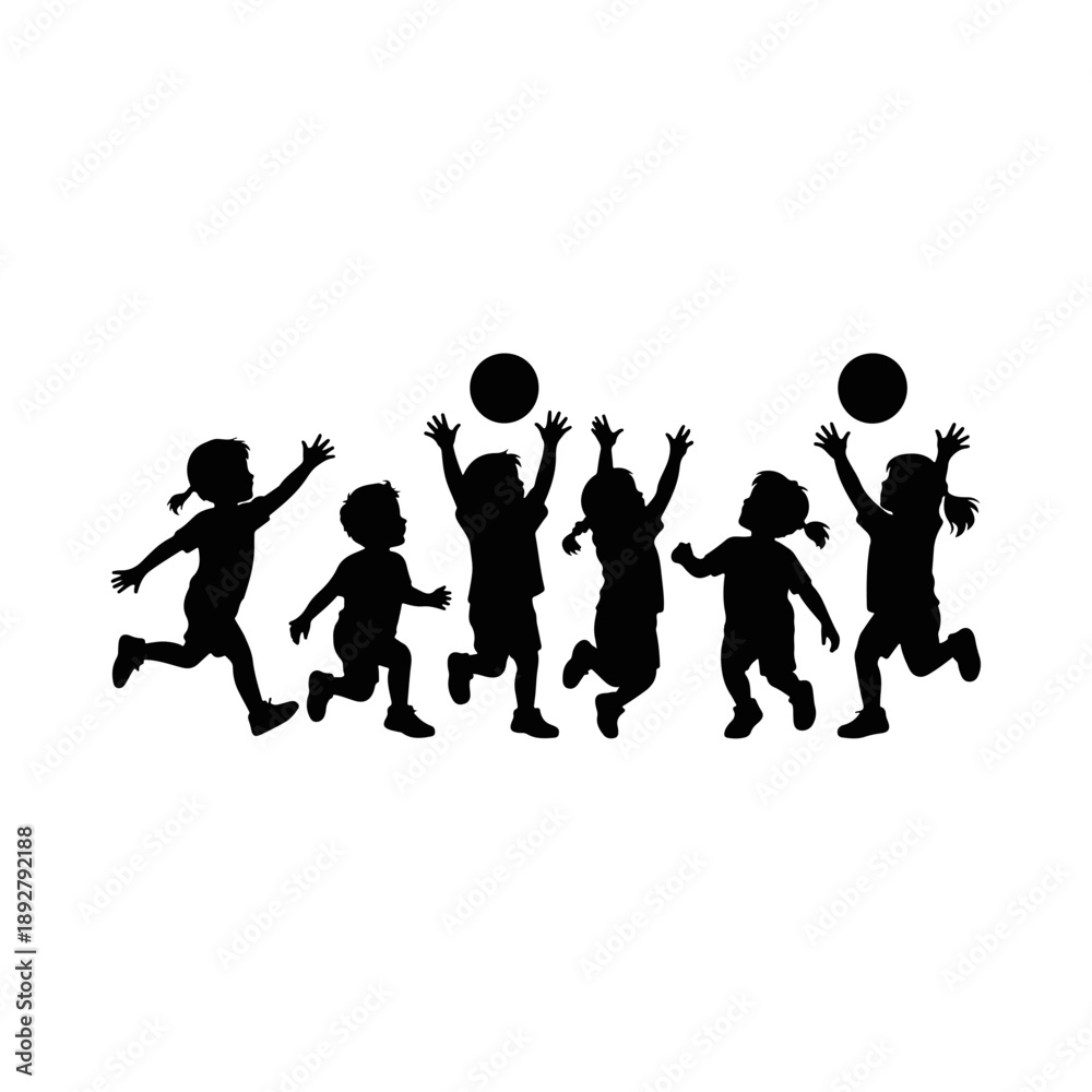Obraz premium Happy children playing together with bouncing balls