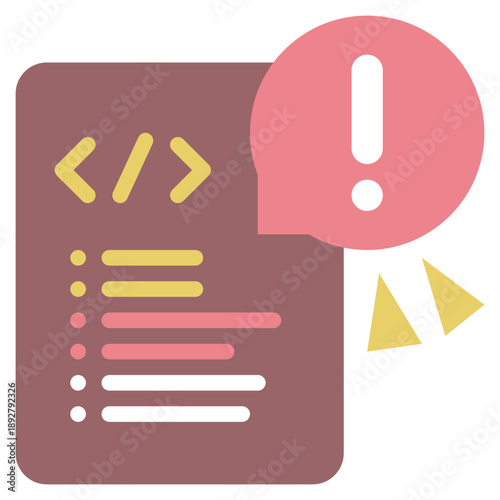 coding computer language alert notification flat style icon