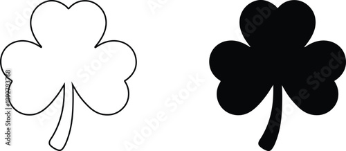 Simple Shamrock Outline and Filled Design for St Patricks Day Decor
