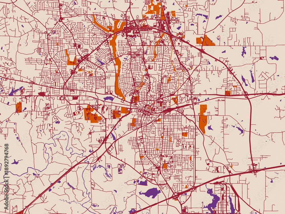 Obraz premium City map of Longview, Texas – cream and burgundy map