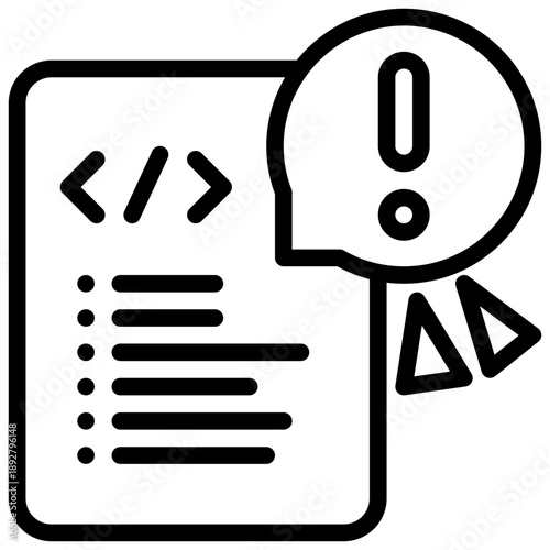coding computer language alert notification simple line icon