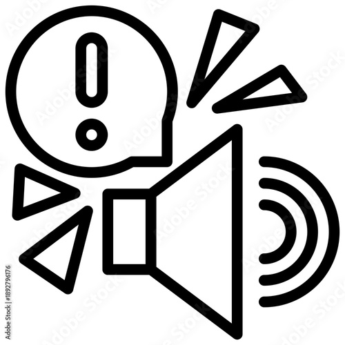 loud sound media alert exclamation notification simple line icon
