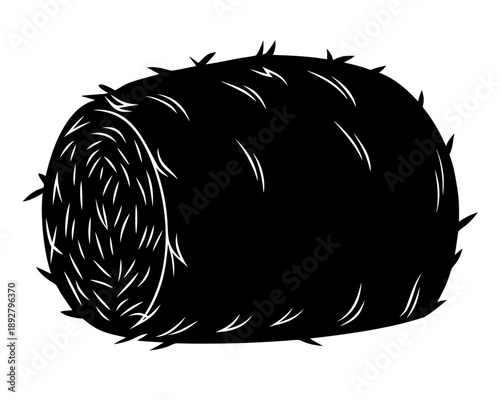 bale of hay Black silhouette vector,Hay Bale icon