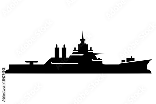 Military warship,battleship   Black silhouette vector