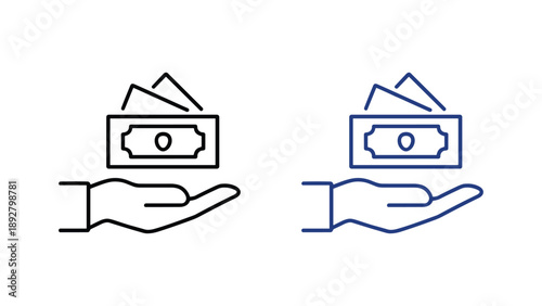 Cash Payment in Hand Line Icon Vector