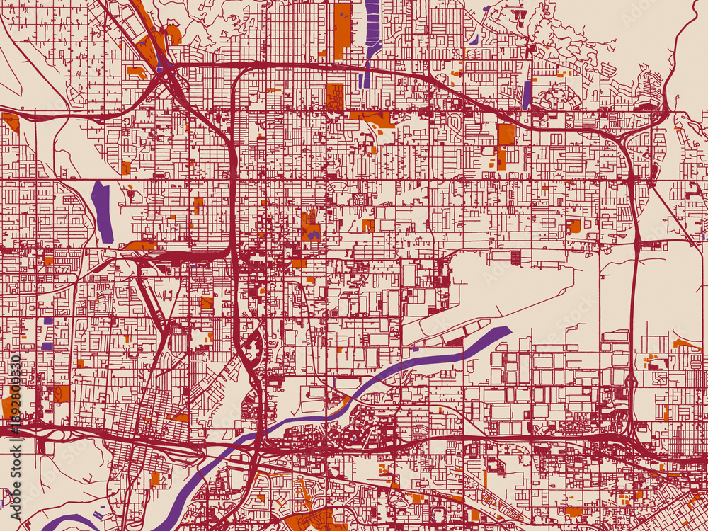 Obraz premium Street grid map of San Bernardino, California
