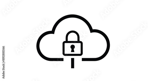 Cloud security concept with padlock icon representing data protection and secure cloud storage services for digital safety