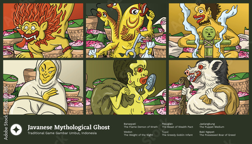 Banaspati Javanese Demon Puppet Handdrawn Tourism Illustration