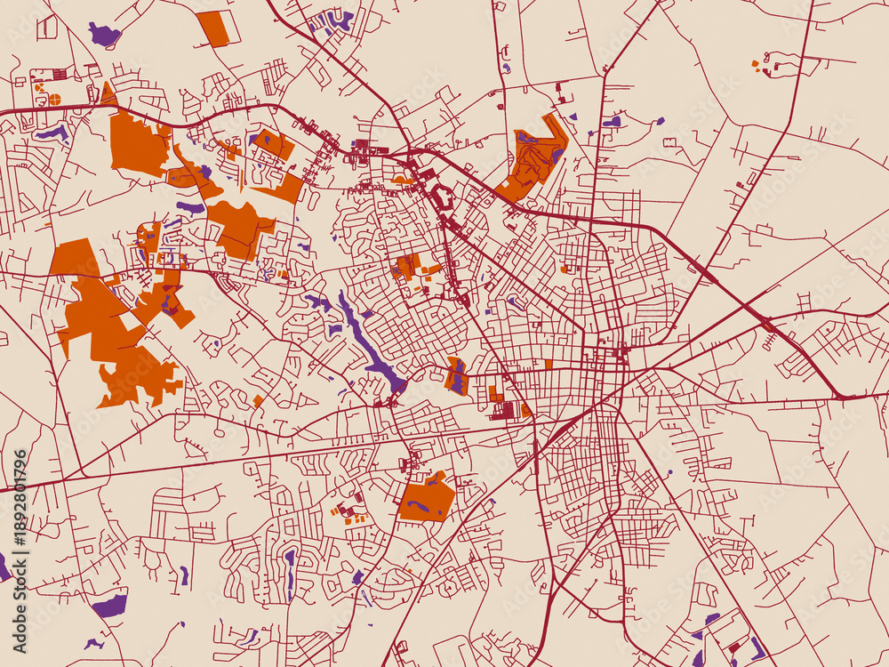 Obraz premium City plan map of Sumter, South Carolina