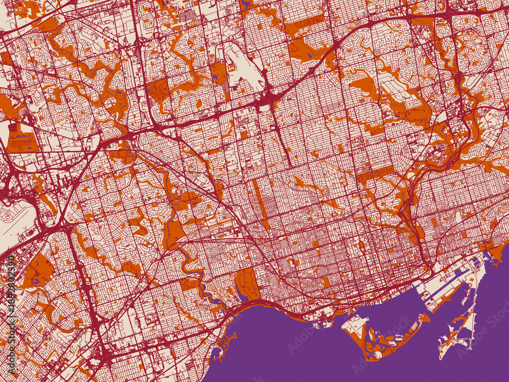 Fototapeta premium City cartography of Toronto, Ontario