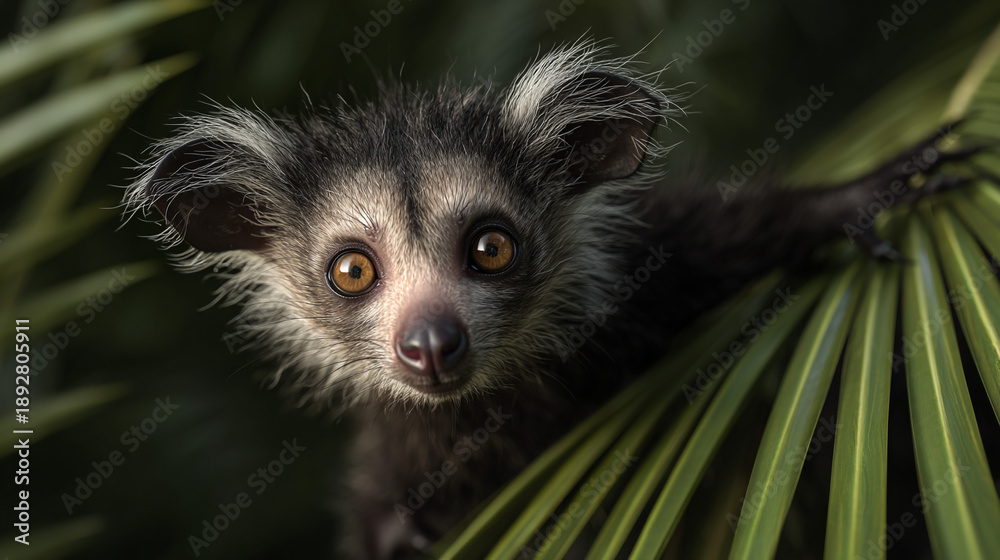 Fototapeta premium Madagascar long-fingered lemur.