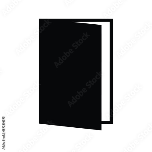 Open book graphic, black cover and white pages, library and literature icon