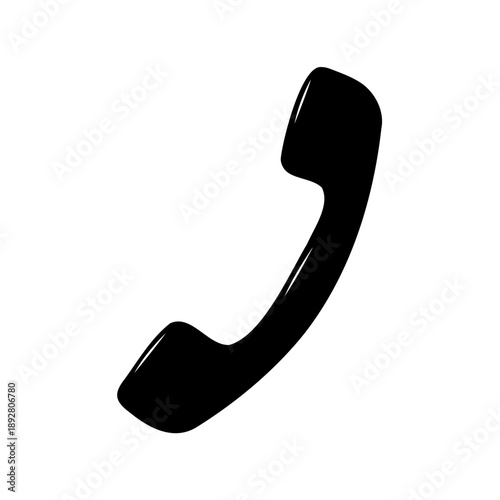 Black silhouette icon of a telephone receiver isolated on white background