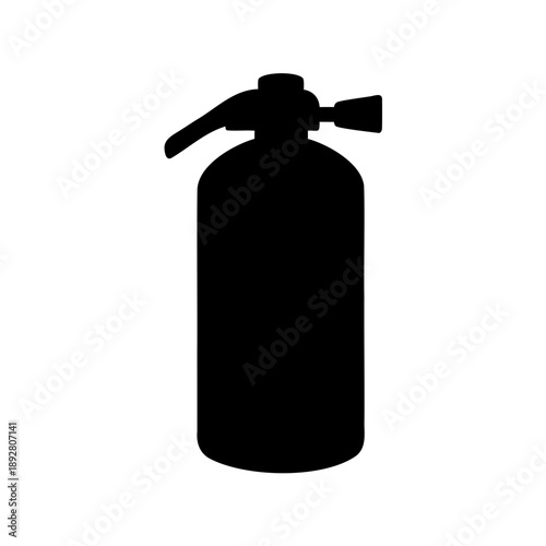A silhouetted view of a fire extinguisher standing on a white background
