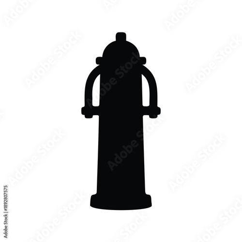 Bold black silhouette of a water distribution fire hydrant object