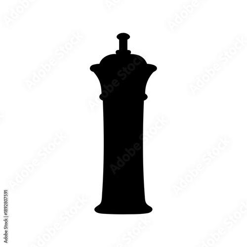 Silhouette of ornate pepper grinder for seasoning and cooking enhancement