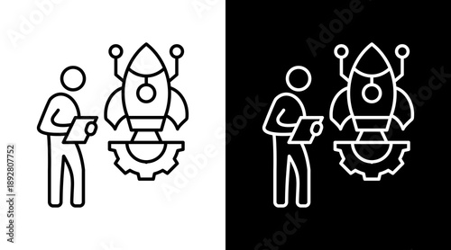 Tech Startup White Icon Set Design