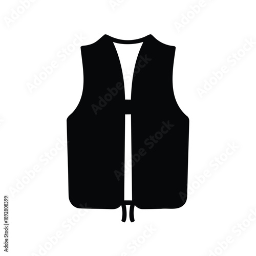 Simple illustration of a black safety vest for protection on white background