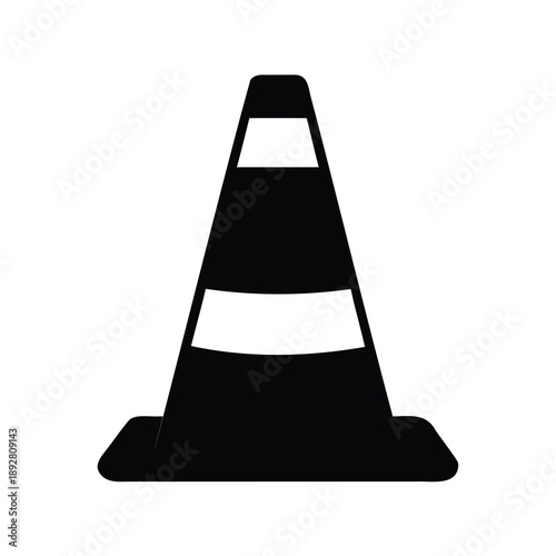 Black and white traffic cone icon for construction or safety purposes