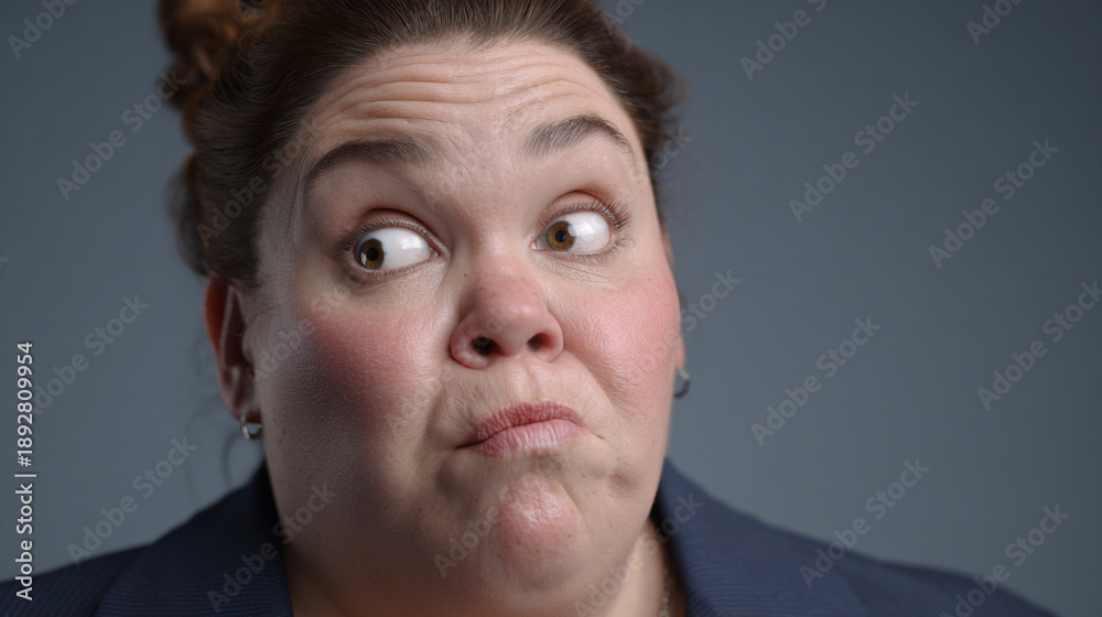 Fototapeta premium Portrait of funny overweight businesswoman.