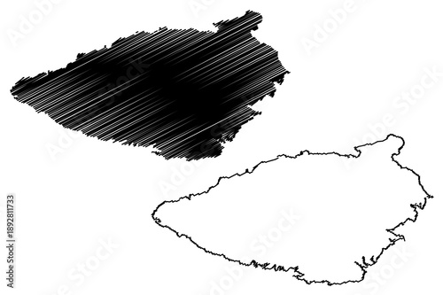 Misool island (Republic of Indonesia, South East Asia, Raja Ampat Archipelago) map vector illustration, scribble sketch Mysol or Misol map