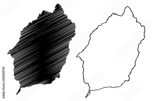 Morotai island (Republic of Indonesia, South East Asia, Maluku Islands Archipelago) map vector illustration, scribble sketch Morotai map
