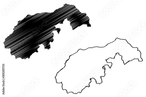 Mornington island (Commonwealth of Australia, Queensland state, Wellesley Islands archipelago) map vector illustration, scribble sketch Kunhanhaa map